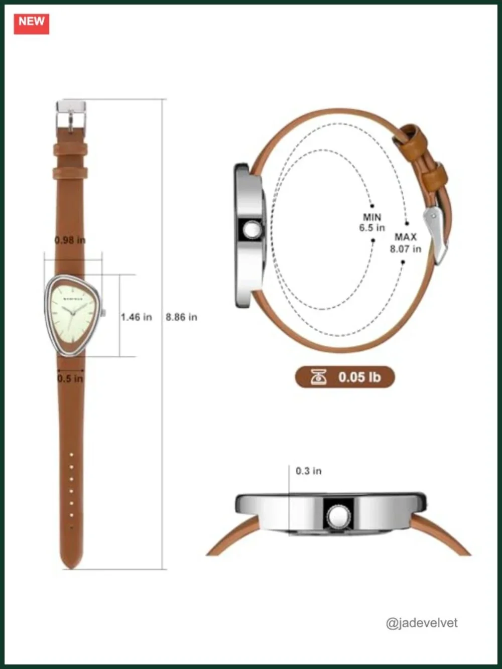 Vintage Leather Analog Quartz Watch Irregular Dial Women